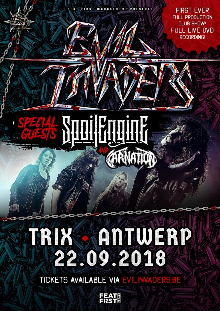 Evil Invaders “Live in Antwerp” Event Poster